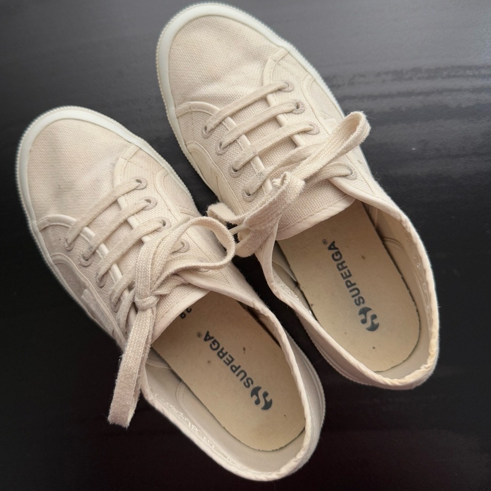 Superga Cream Casual Tennis Shoe Sneaker Size 38 - Picture 5 of 7